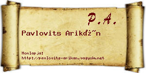 Pavlovits Arikán névjegykártya